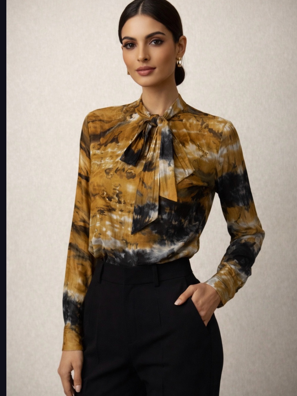 Sunny Leigh Blouse in Mustard Tie-Dye
